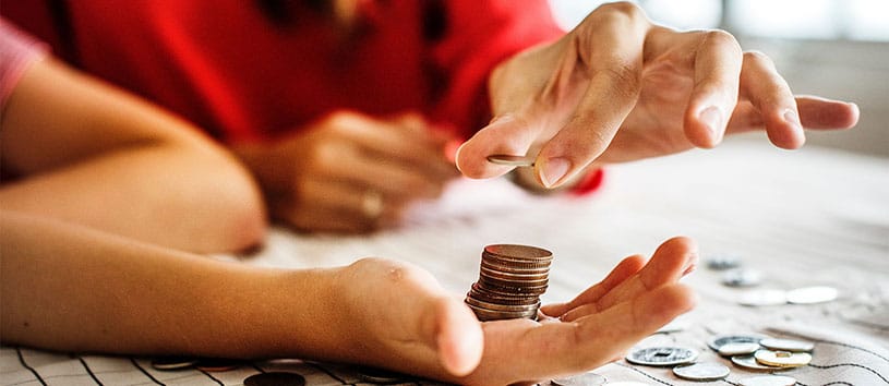 People counting pennies